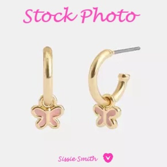 NWT Coach Pink Butterfly Charm Huggies - Picture 5 of 6